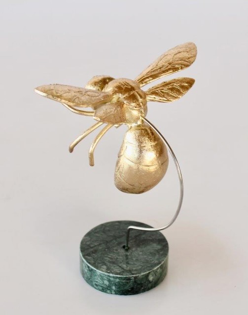 Medium Gold Bumblebee On Marble Base
